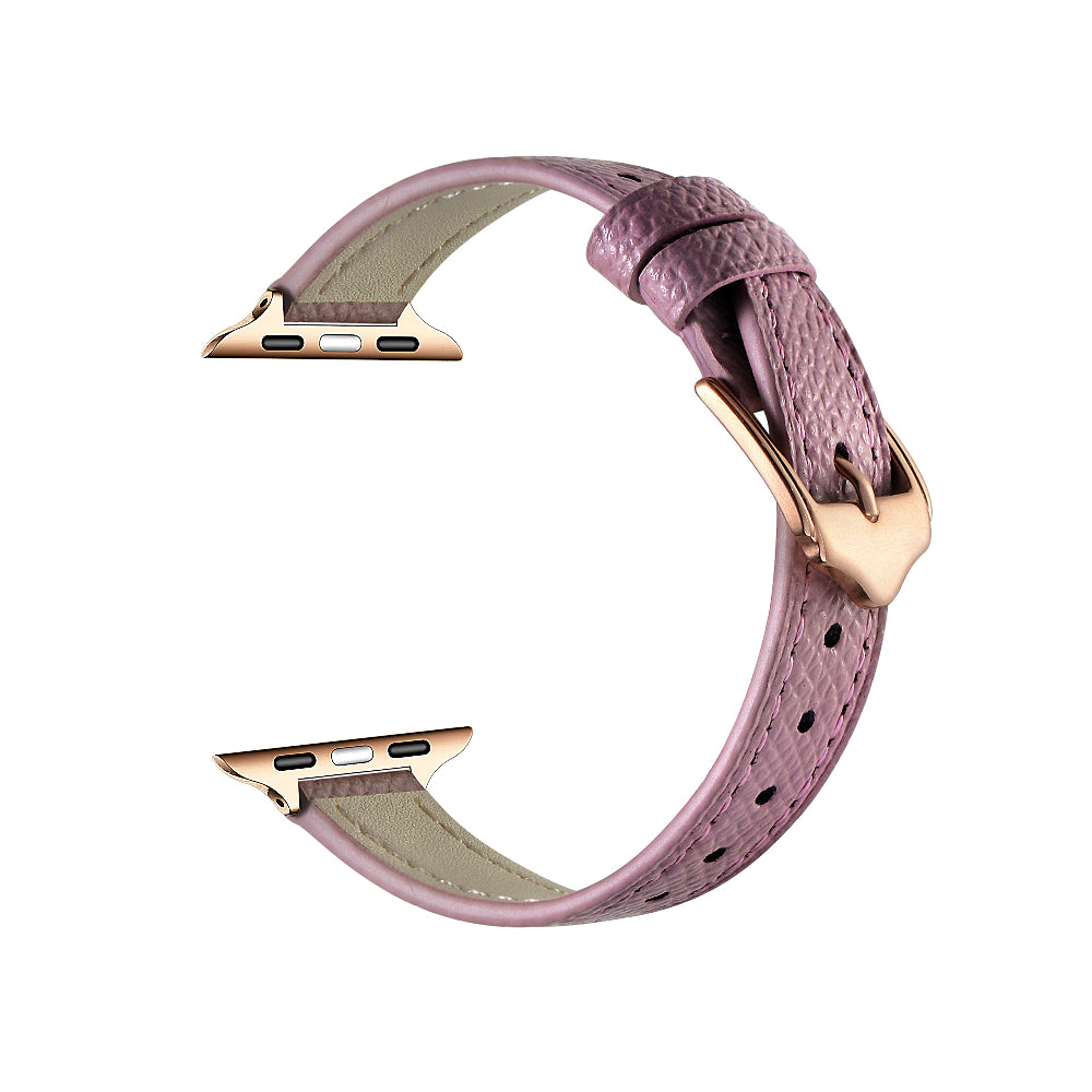Cleo Skinny Leather Apple Watch® Pink Strap Close-Up of Stitching and Closure