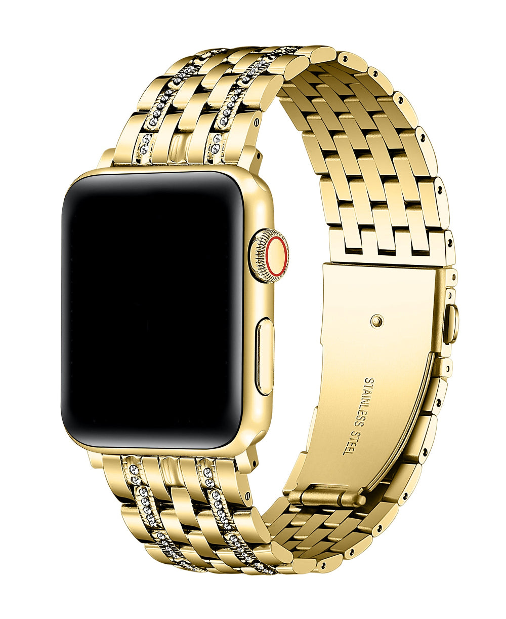 Posh Tech Remy gold rhinestone stainless steel band on Apple Watch
