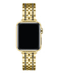 Gold rhinestone Apple Watch band front-facing on watch face