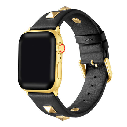 Rebel Genuine Leather and Metal Stud Replacement Band for Apple Watch