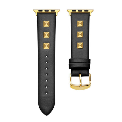 Rebel Genuine Leather and Metal Stud Replacement Band for Apple Watch
