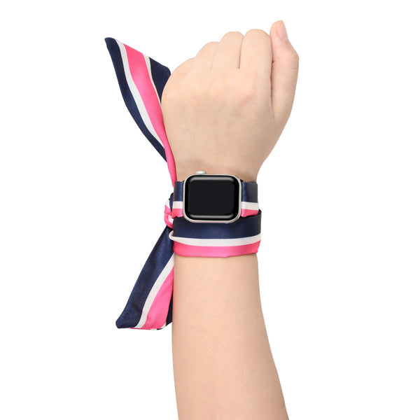 Boa Scarf Wrap Band for Apple Watch - Pink and Blue Stripe