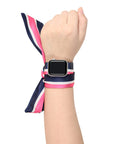 Boa Scarf Wrap Band for Apple Watch - Pink and Blue Stripe