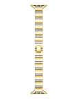 Gold rhinestone stainless steel Apple Watch® band close-up, detail view of the rhinestone-set links