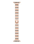 Rose Gold rhinestone stainless steel Apple Watch® band close-up, detail view of the rhinestone-set links