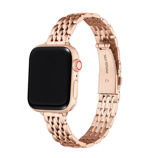 Slim Genuine Leather Apple Watch Band Rose Gold Iwatch Strap 