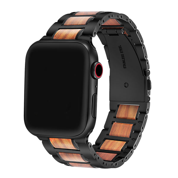 Wallace Stainless Steel &amp; Wood Detail Replacement Band for Apple Watch