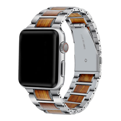 Wallace Stainless Steel & Wood Detail Replacement Band for Apple Watch