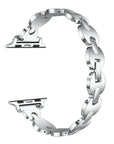 Sunny Silver Metal Apple Watch® Band Close-Up of Polished Links