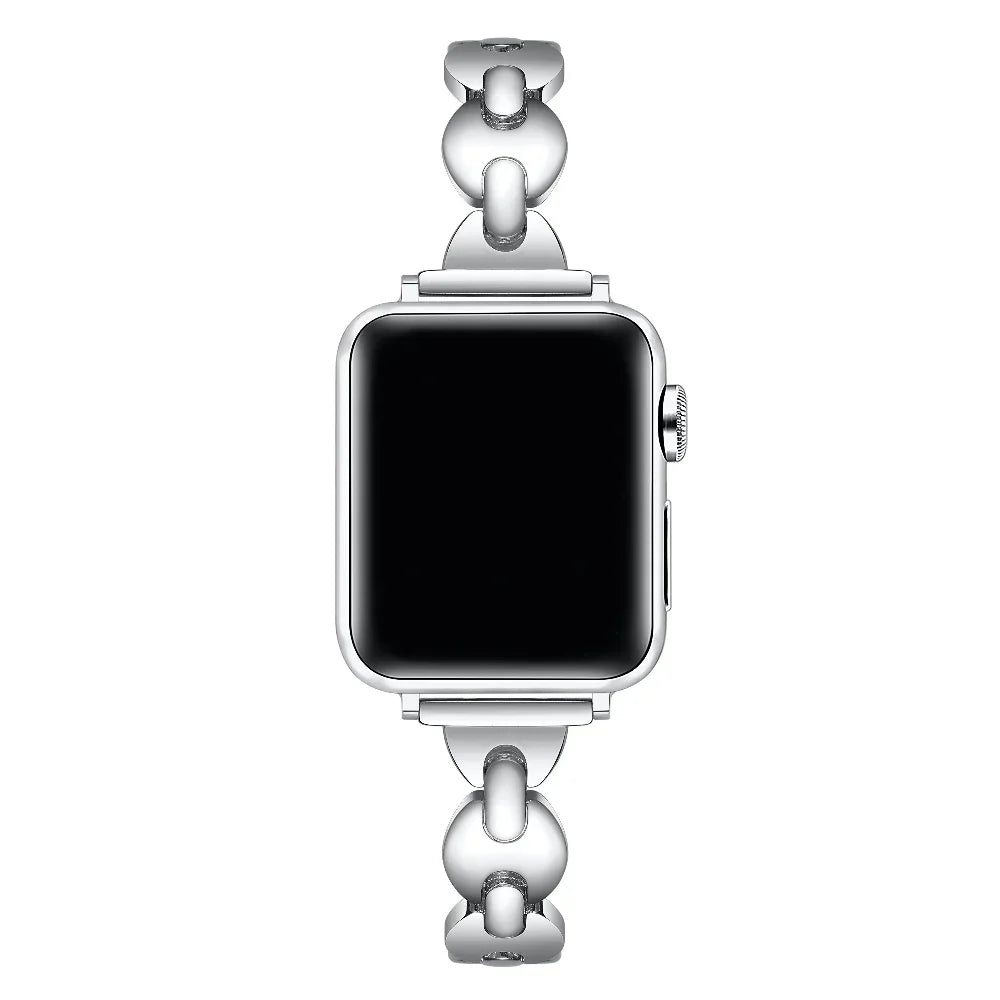 Sunny Silver Metal Band for Apple Watch® on Wrist by Posh Tech