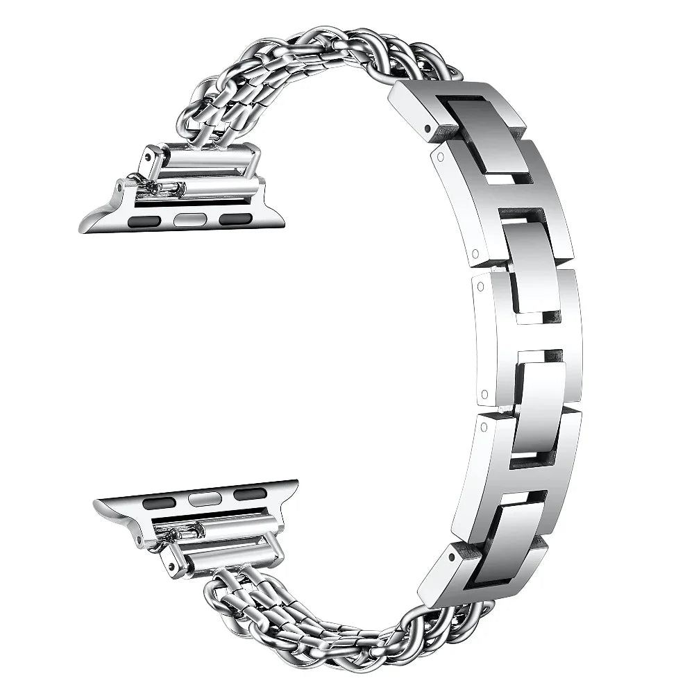 Sylvie Silver Chain Link Metal Band for Apple Watch® Fold Over Clasp Closure