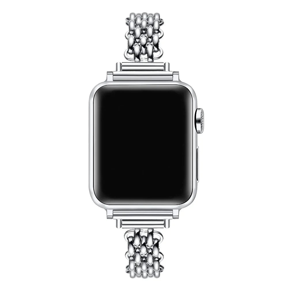 Sylvie Chain Link Silver Stainless Steel Band for Apple Watch® on Wrist by Posh Tech