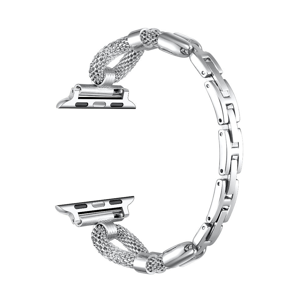 Silver Twist Apple Watch Band - close-up of interlocking twist-link texture