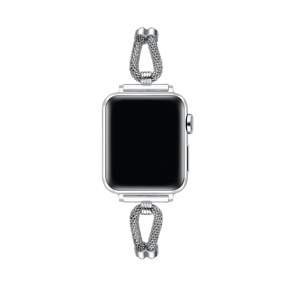 Silver Twist Apple Watch Band styled on wrist