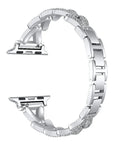 Valentina Silver Rhinestone Metal Apple Watch® Band Close-Up of Polished Links