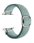 Sage Green nylon loop Apple Watch band shown in a closed loop, front and back view