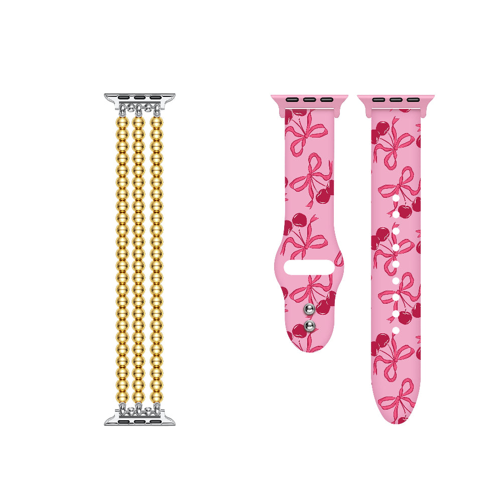 2-Pack Beaded + Cherry Silicone Bands for Smartwatch