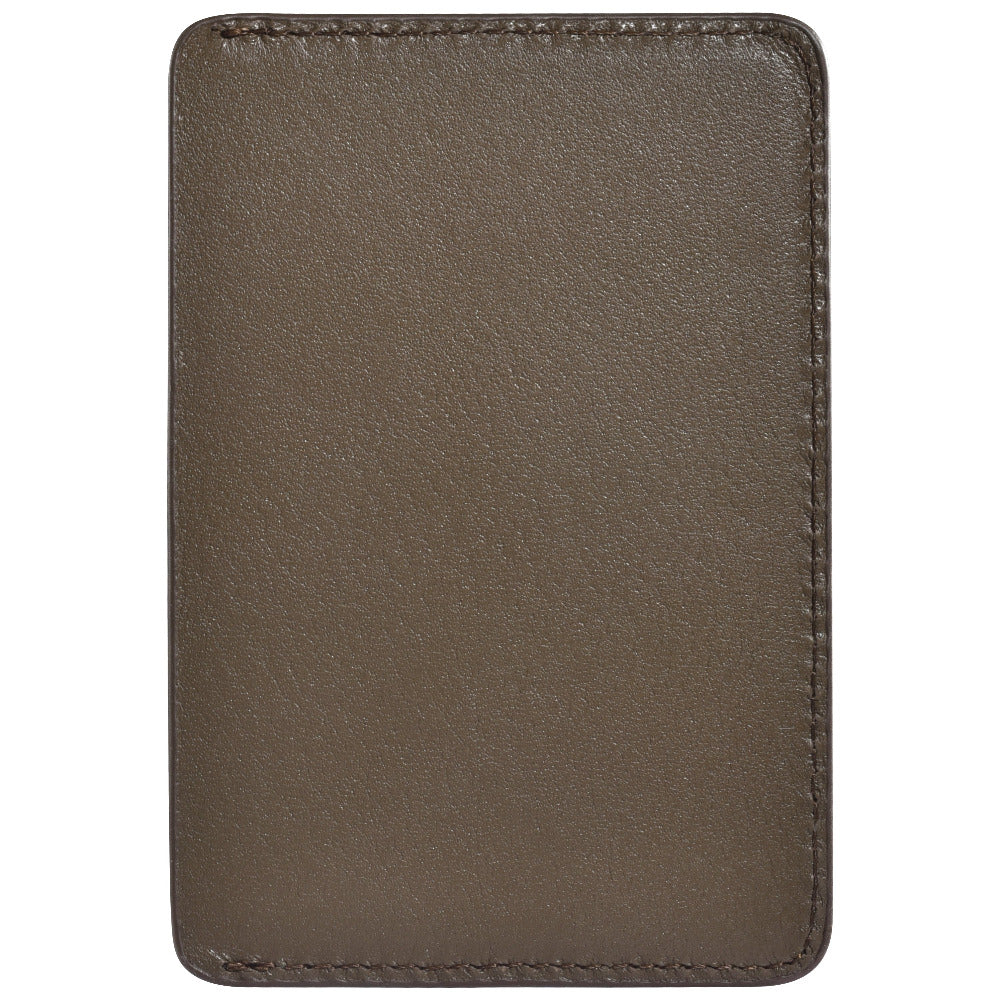 Brown leather magnetic phone wallet, plain back magnetic side