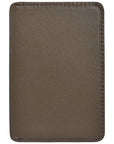 Brown leather magnetic phone wallet, plain back magnetic side