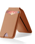 Brown MagSafe magnetic wallet open showing card slot detail