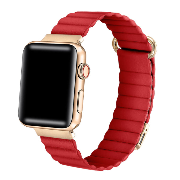 Dakota Leather Band for Apple Watch Red - FINAL SALE – Posh Tech