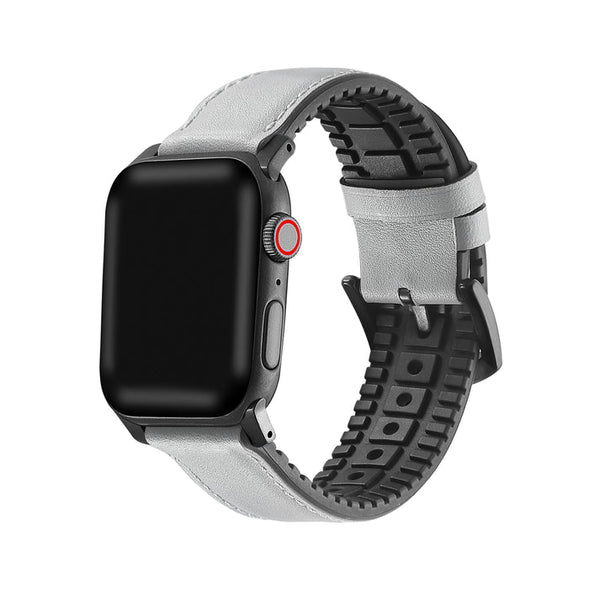 Onyx Genuine Leather Band with Silicone Backing for Apple Watch