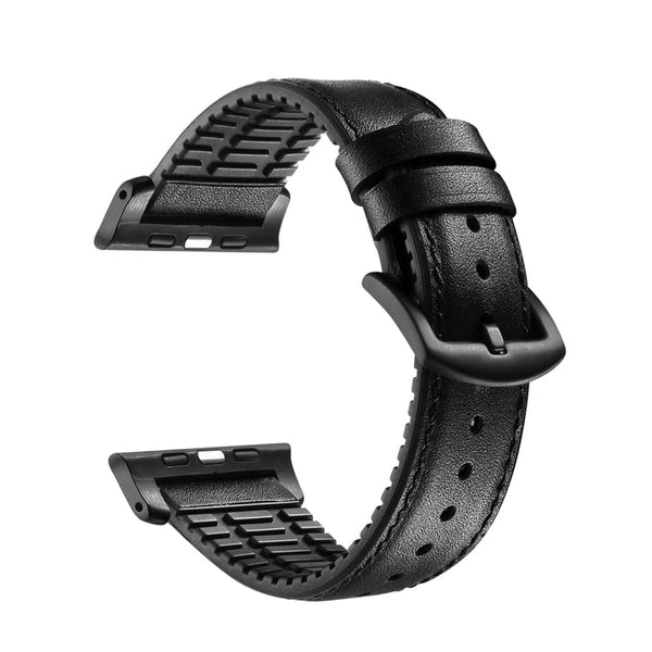 Onyx Genuine Leather Band with Silicone Backing for Apple Watch