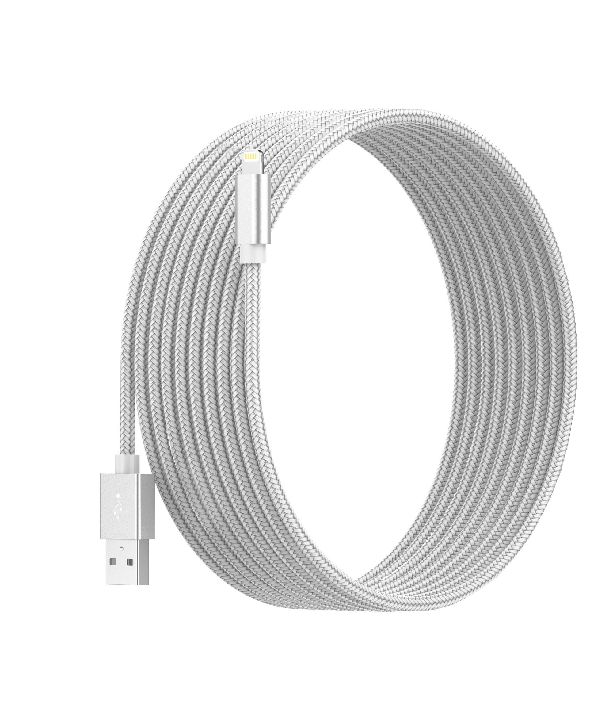 10 FT MFI Certified Braided Lightning to USB Charge &amp; Sync Cable for iPhone, iPad, iPod