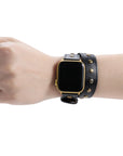 Maren Genuine Leather Double Wrap Replacement Band for Apple Watch - Black