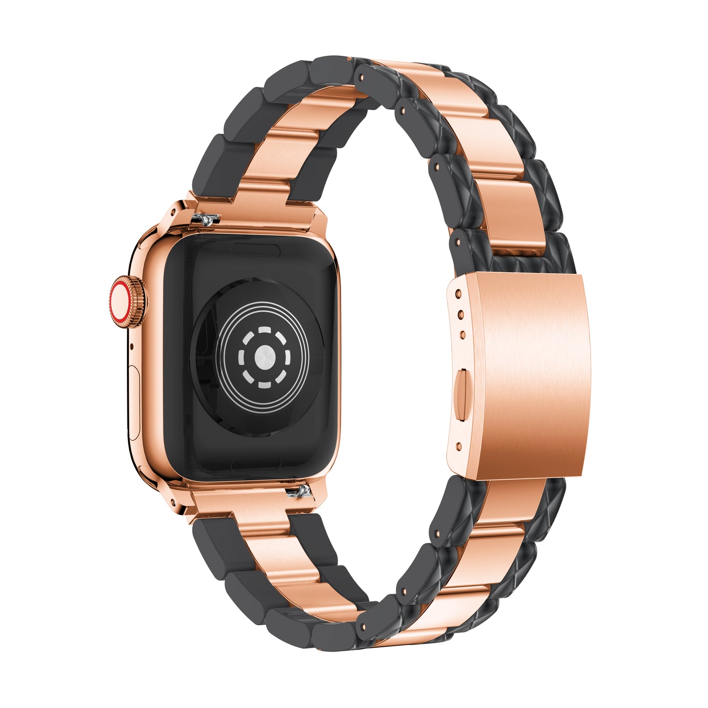 Rose Gold Stainless Steel & Black Enamel Link Band for Apple Watch - FINAL SALE