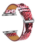 Snake Skin Leather Band for Apple Watch - Red/White