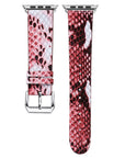 Snake Skin Leather Band for Apple Watch - Red/White